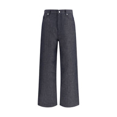 Men's Blue Linen Relaxed Fit Jeans Clothing