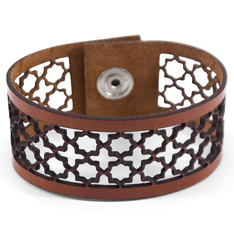 Laser Cut Leather Bracelet Moroccan Tiles
