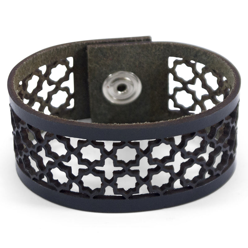 Laser Cut Leather Bracelet Moroccan Tiles