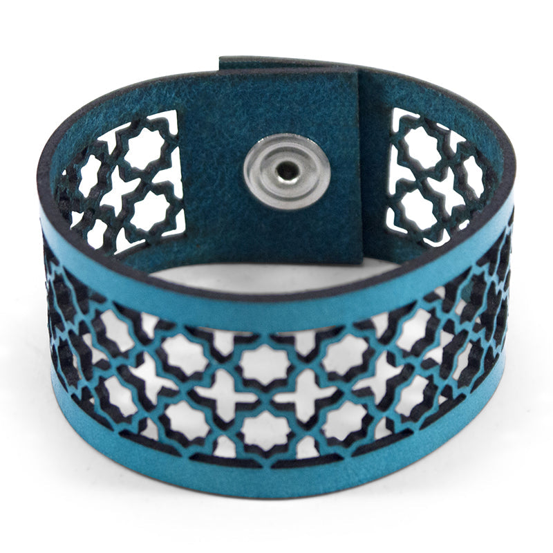 Laser Cut Leather Bracelet Moroccan Tiles