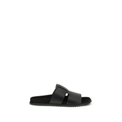 Men's Black Calf Leather Bos Taurus Sandals