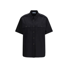 Women's Black Cotton Shortsleeve Shirt