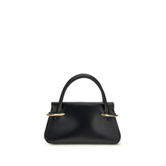 Women's Pinch Top Handle Bag Black Calf Leather Bos