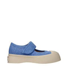 Women's Blue Fabric Low Top Sneakers