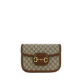 Women's Horsebit Shoulder Bag Beige Cotton Polyurethane Polyester