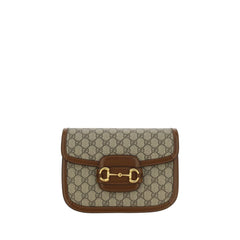 Women's Horsebit Shoulder Bag Beige Cotton Polyurethane Polyester