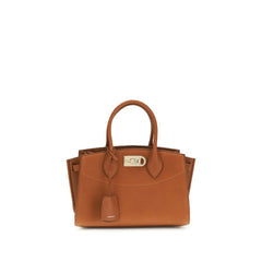 Women's Studio Top Handle Bag Brown Calf Leather Bos