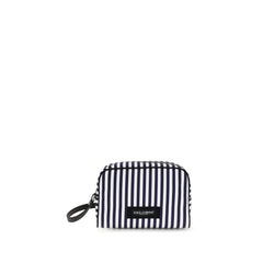 Men's Striped Cotton Poplin Clutch Navy Polyester Calf