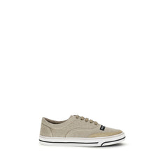 Men's Beige Linen Low Top Sneakers