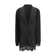 Women's Black Linen Blazer Clothing