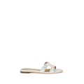 Women's White Calf Leather Bos Taurus Flat Sandals