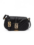 Women's Black Leather Quilted Shoulder Strap Bag