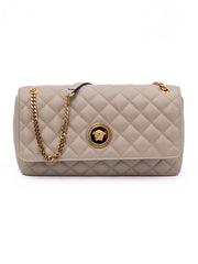 Women's Taupe Quilted Leather Shoulder Strap Bag Beige
