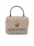 Women's Taupe Quilted Leather Handbag Beige Bag
