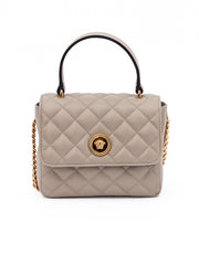 Women's Taupe Quilted Leather Handbag Beige Bag