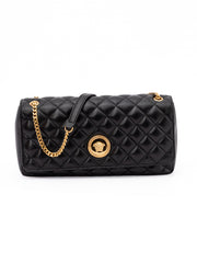 Women's Black Quilted Leather Shoulder Strap Bag