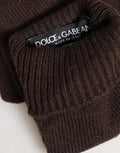Women's Brown Cashmere Knitted Elbow Length Mitten Gloves