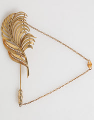 Men's Gold Sterling Silver925 Leaf Embellished Lapel Pin Brooch Accessory