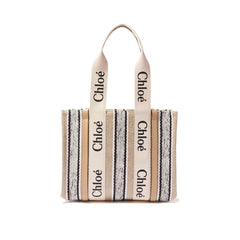 Women's Linen With Logo Ribbon Tote Beige