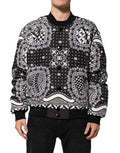 Black White Bandanaprint Men Bomber Jacket And Polyester Clothing