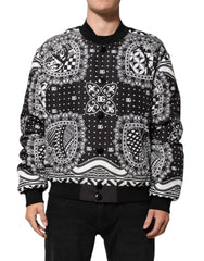Black White Bandanaprint Men Bomber Jacket And Polyester Clothing