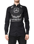 Men's Black White Bandana Gold Formal Dress Shirt And Cotton Silk