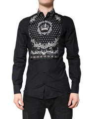 Men's Black White Bandana Gold Formal Dress Shirt And Cotton Silk