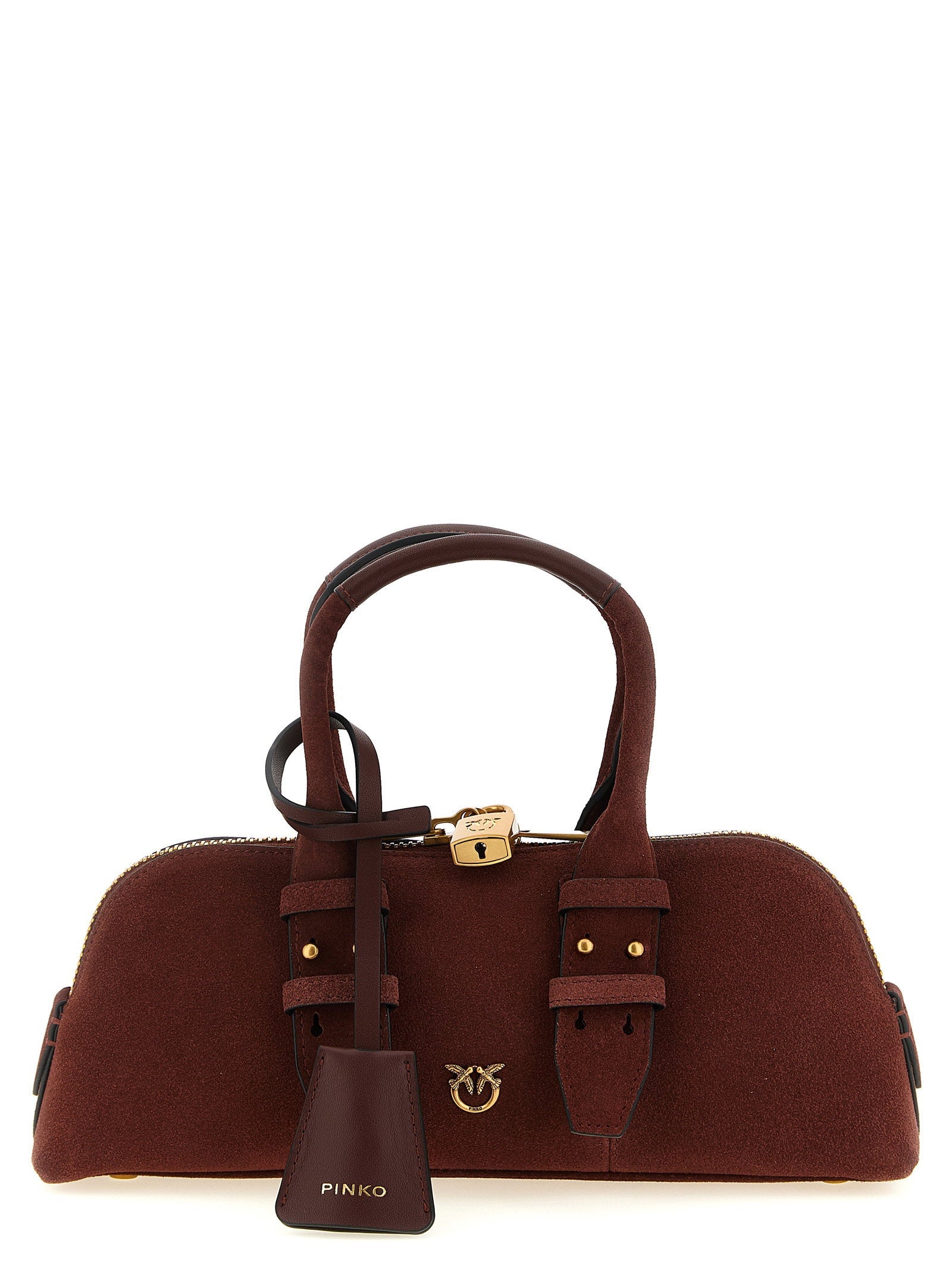 Pinko Bowling Baguette Shoulder Bag — burgundy