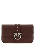 Pinko Diamond-Cut Love Birds Buckle Shoulder Bag — Brown
