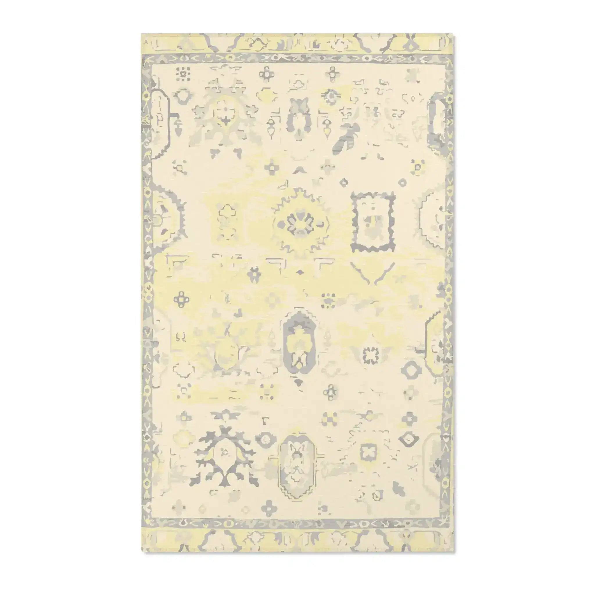 Soft Ivory & Gray Vintage Medallion Accent Rug