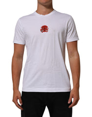 Men's White Cotton Dg Love Patch Crew Neck T-Shirt
