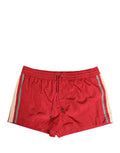 Red Polyester Men Drawstring Shorts Swimwear