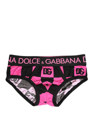 Men's Black Pink Logo Cotton Brando Brief Underwear Elastane Clothing