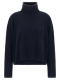 Pinko Wool-Cashmere Blend Turtleneck Sweater — Navy