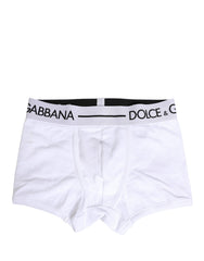 Men's White Logo Waistband Regular Boxer Underwear Cotton Elastane Clothing