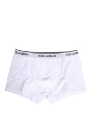 Men's White Logo Waistband Cotton Boxer Underwear Elastane Clothing