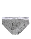 Gray Logo Waistband Men Midi Brief Underwear Cotton Elastane Clothing
