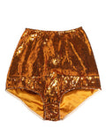 Women's Orange Sequin Nylon High Waist Girdle Underwear Clothing