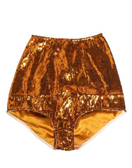 Women's Orange Sequin Nylon High Waist Girdle Underwear Clothing