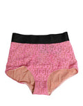 Women's Pink Cotton Dg Logo High Waist Girdle Underwear Black Elastane Nylon Clothing