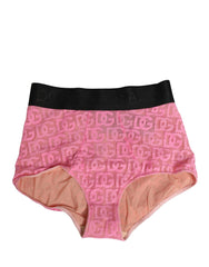 Women's Pink Cotton Dg Logo High Waist Girdle Underwear Black Elastane Nylon Clothing