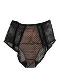 Women's Black Sheer Polka Dot Lace High Waist Brief Underwear Nylon Viscose Clothing