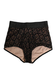 Women's Black Cotton Dg Logo High Waist Girdle Underwear Elastane Nylon Clothing