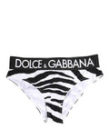Women's Zebra-Print Nylon Brief Black Elastane Bodysuits