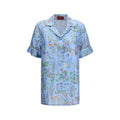 Gucci Floral Silk Twill Shirt — Blue