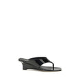 Women's Black Calf Leather Bos Taurus Wedge Sandals