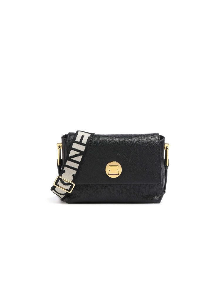 Coccinelle Grained Cowhide Crossbody Bag — Black