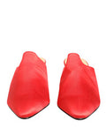 Women's Red Suede Heel Mule Shoes