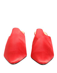 Women's Red Suede Heel Mule Shoes