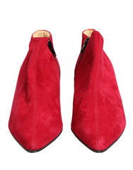 Women's Red Suede Ankle Boots Shoes